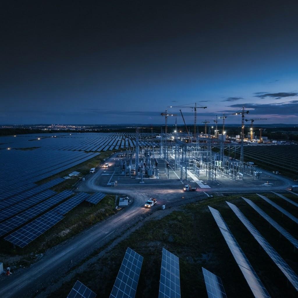 Solar infrastructure at an industrial engineering site